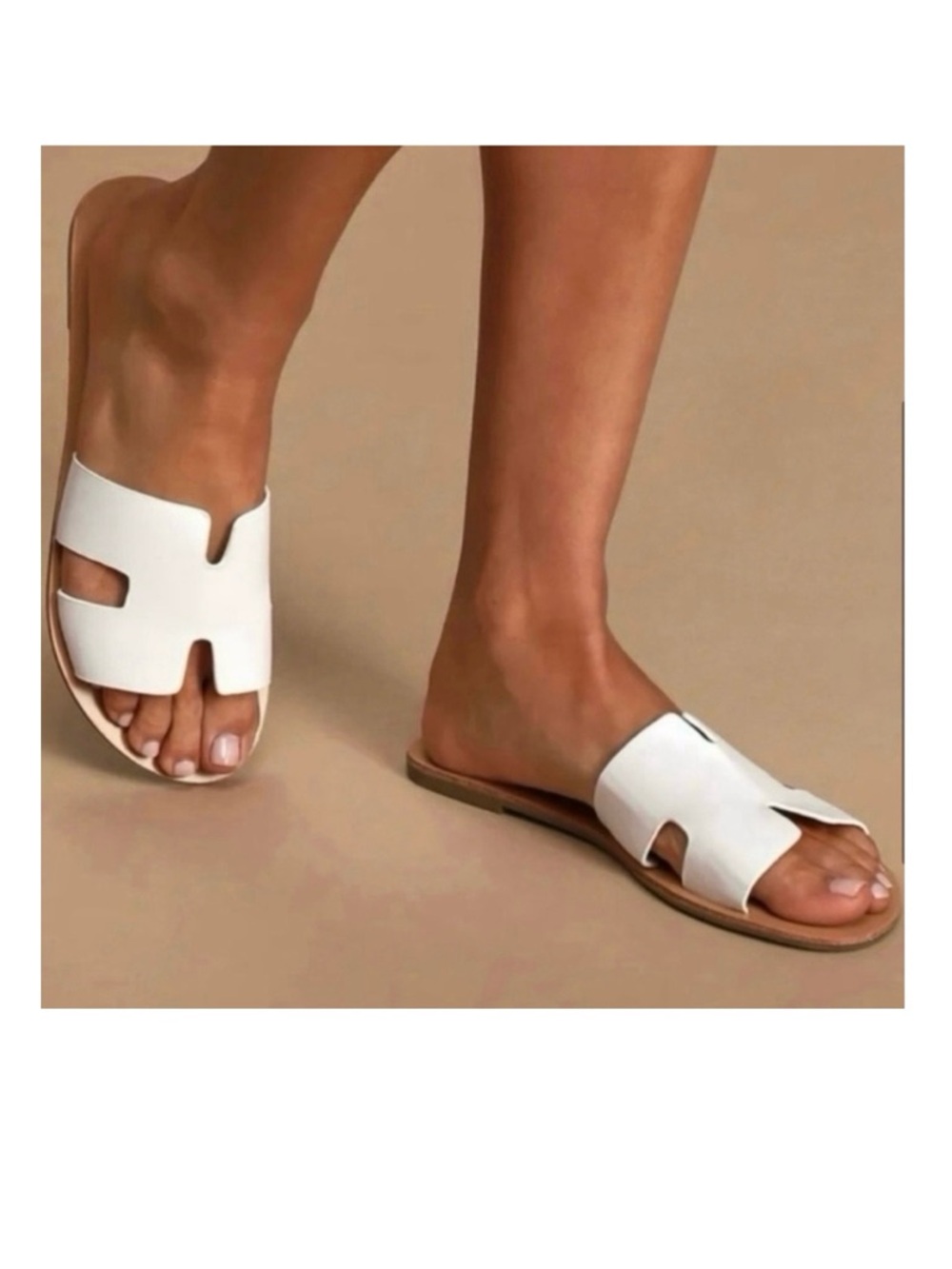 🆕 -Nicole Miller White Iconic "H" Cutout Slide Sandal. Size: 9